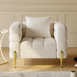 Luxury Bouclé Accent Chair with Gold Metal Frame