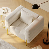 Luxury Bouclé Accent Chair with Gold Metal Frame