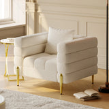 Luxury Bouclé Accent Chair with Gold Metal Frame