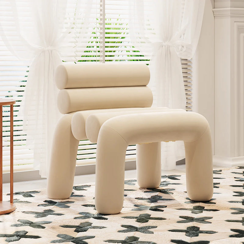 Luxurious Beige Velvet Accent Chair