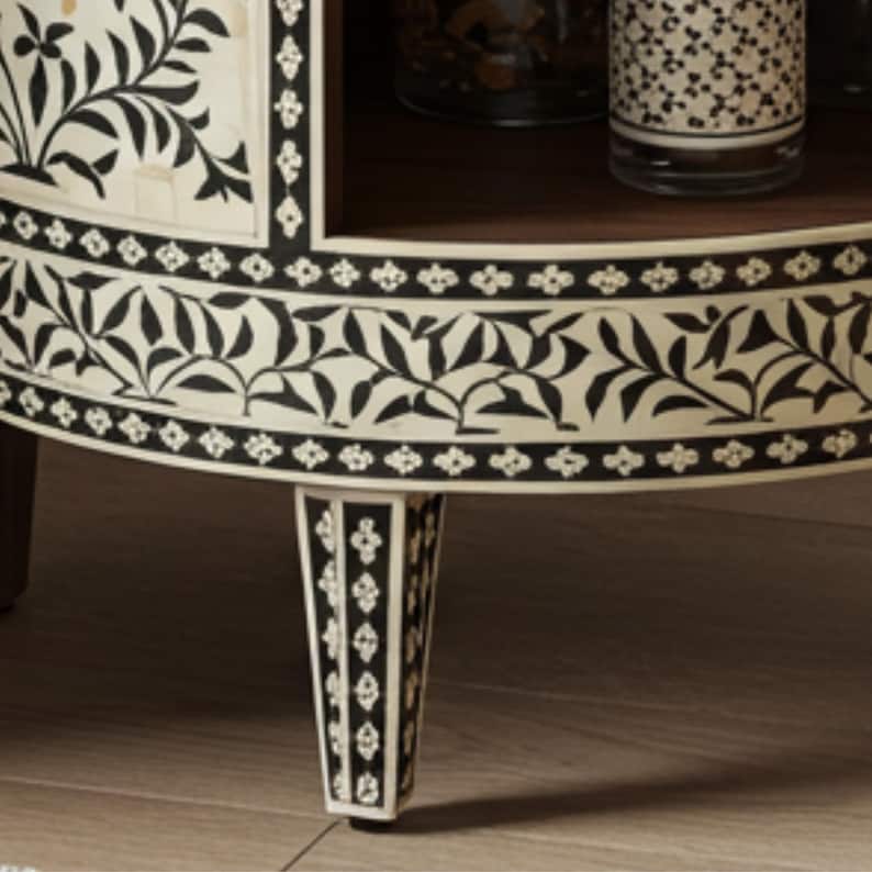 Ethereal Handcrafted Bone Inlay Side Table