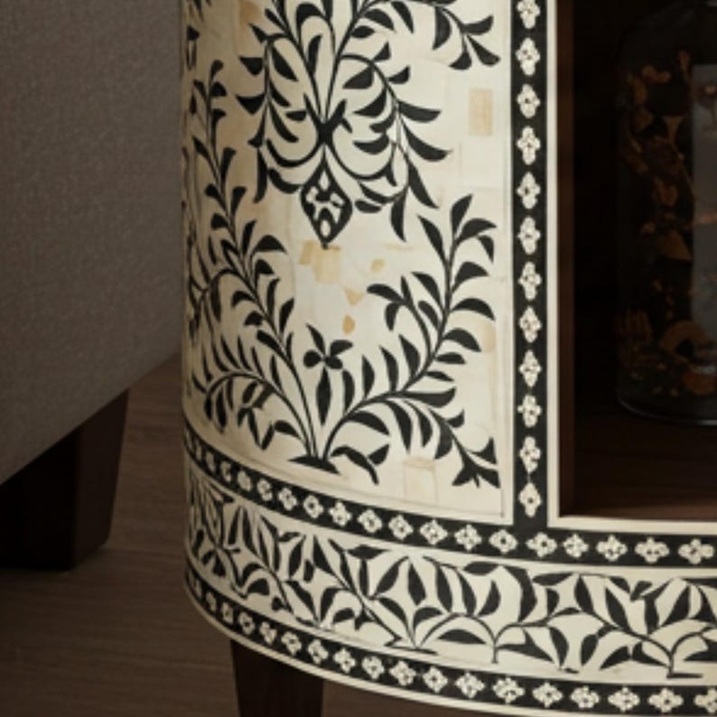 Ethereal Handcrafted Bone Inlay Side Table