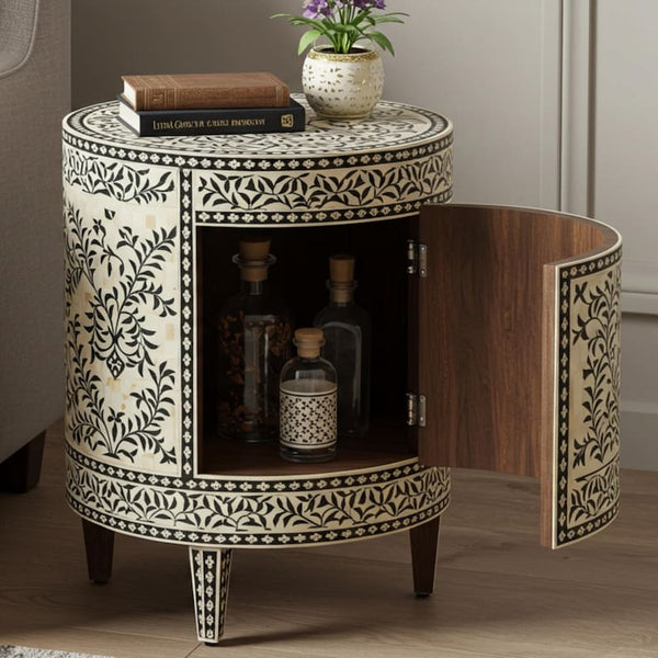 Ethereal Handcrafted Bone Inlay Side Table