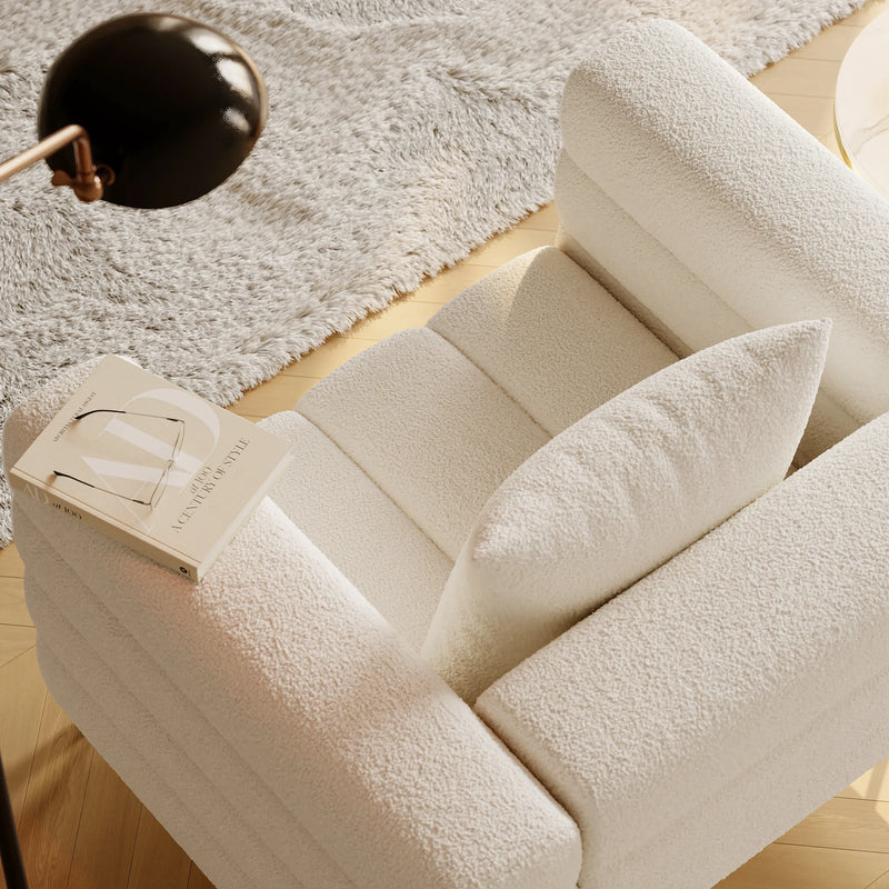 Luxury Bouclé Accent Chair with Gold Metal Frame